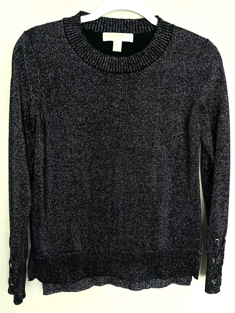 MICHAEL Michael Kors Women’s Metallic Black Knit Lurex Scoopneck Sweater